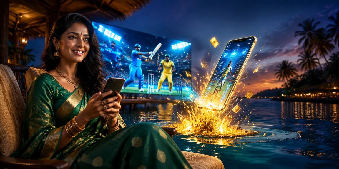 Indian woman registering on a cricket betting platform